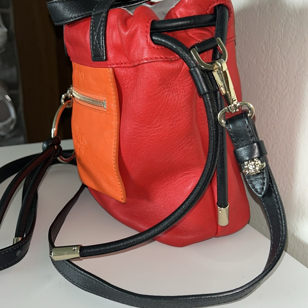Versace made in Italy colorful leather drawsstring Crossbody/tote - Picture 6 of 15